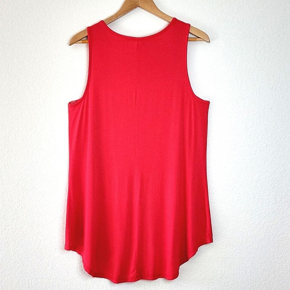 LIVI Coral Pink Sleeveless Tunic Tank Top size 14/16 Criss Cross Summer Colorful - Picture 5 of 12